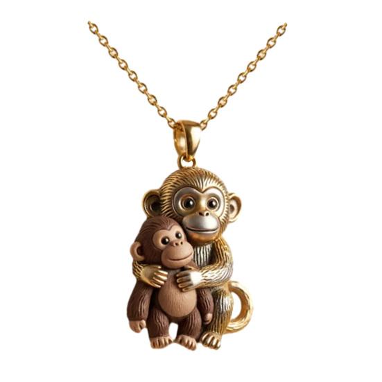 Punch The Monkey Necklace Cute Baby Macaque Orangutan Pendant Necklace Women Men Jewelry 1pc