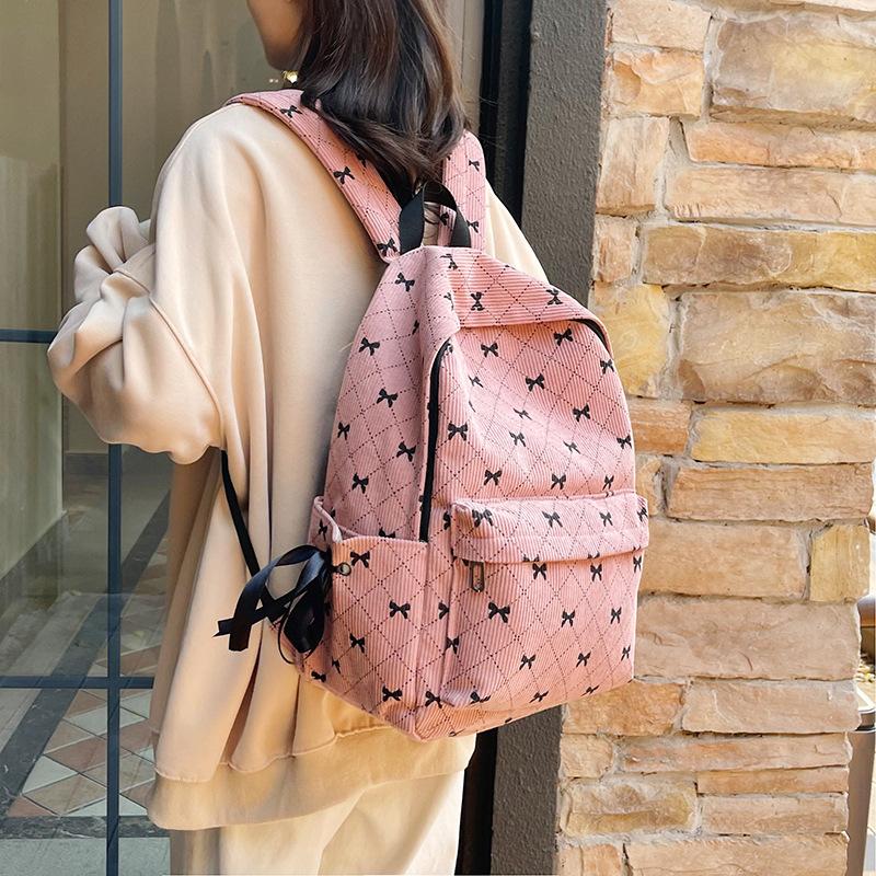 Schoolbag Japanese ins Harajuku style literary and artistic large-capacity plush cloth bag 1011 autumn and winter new floral fashion casual backpack