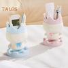Pen Holder Cartoon Pig Design Desk Organizer Multi-functional Makeup Brush Storage Holder for Home School Office Supplies