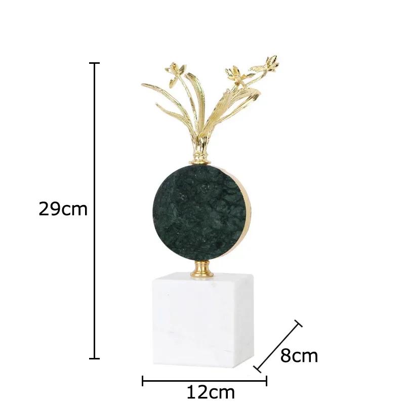 Creative Gold-plated Alloy Flower Ornaments Desk Decoration Modern Crafts Golden Flower Crystal Sculpture Room Aesthetics Decor