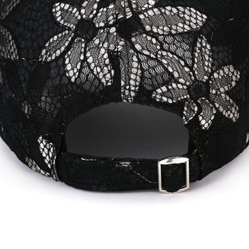 Butterfly Lace Rhinestone Thin Breathable Baseball Cap - Summer Fashion Embellished Sun Visor for Women