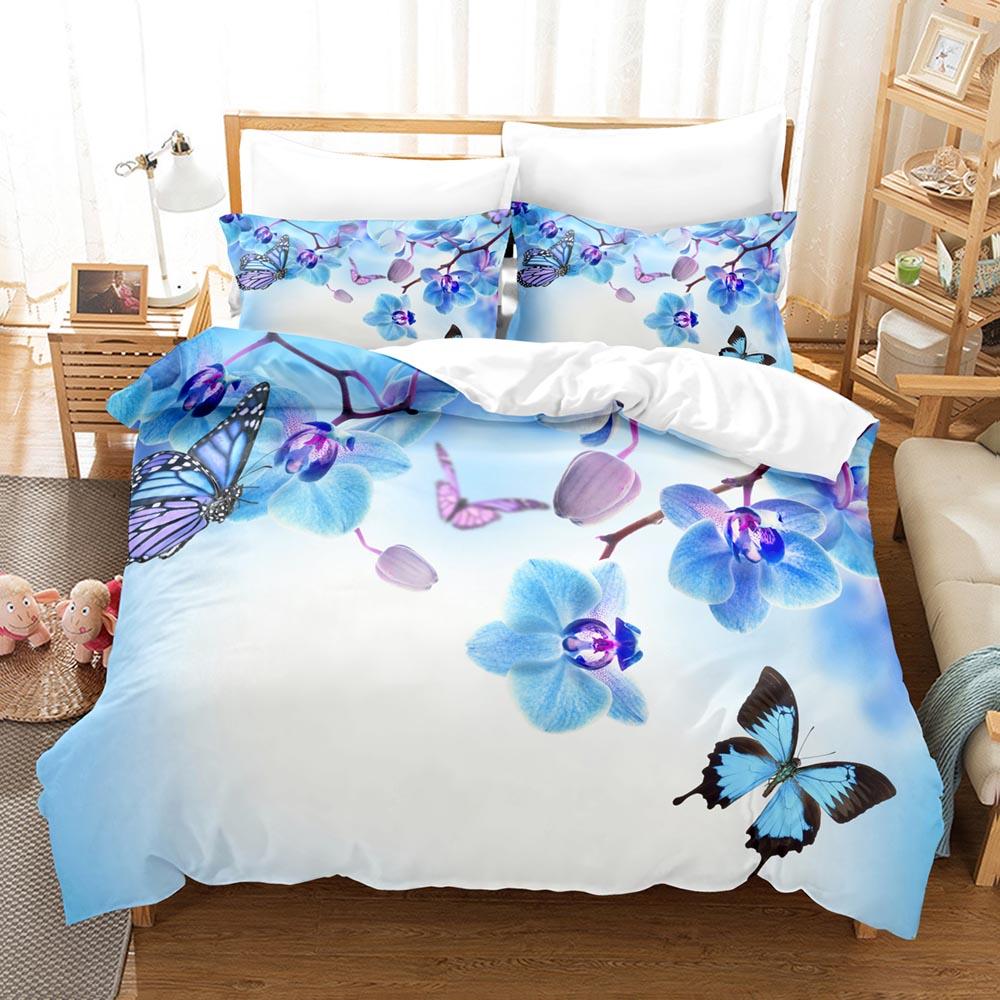 Butterfly Bedding Collection Single Twin Full Queen King Size Butterfly Bed Collection Aldult Kid Bedroom Duvetcover Collections 3D Anime 037
