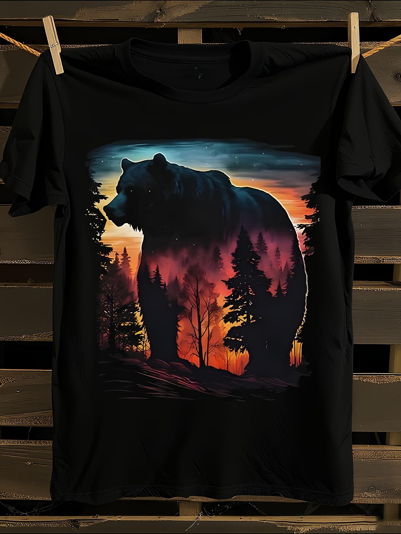 100% Mythical Grizzly Bear in Forest Tshirt XXXL