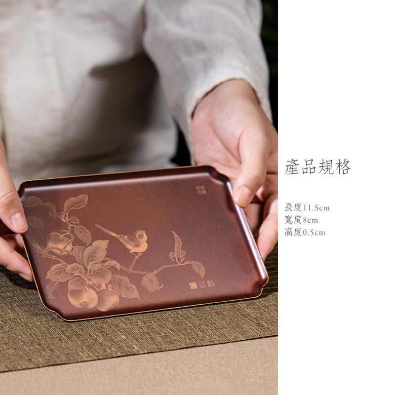 Поднос для чая из чистой меди ручной работы, расписанный медью, тарелка для сухофруктов, поднос для хранения кофе, декоративный поднос, блюда для сервировки стола