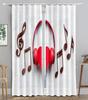 Earphone Music Red Heart Pink WaveBlackout Window Curtain for Living Room Bedroom Bathroom Kicthen Door Cupboard Decor Hooks