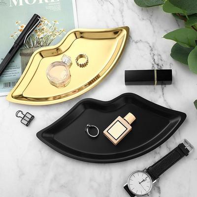 Stainless Steel Lip Shaped Jewelry Tray Home Cosmetics Metal Tray Female Jewelry Storage Tray Decorative New
