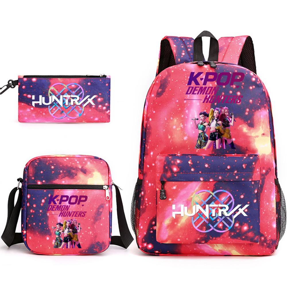 3Pcs/set Anime Cartoon Printed Backpack with Shoulder Bag Pencil Case for Teenager Student Boy Girl School Bag Large Capacity Bookbag Kid Gift Rucksak