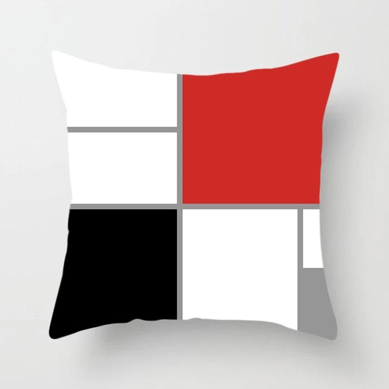 Black and Red Geometric Decorative Pillowcases Living Room Office Home Pillowcases Car Ornaments