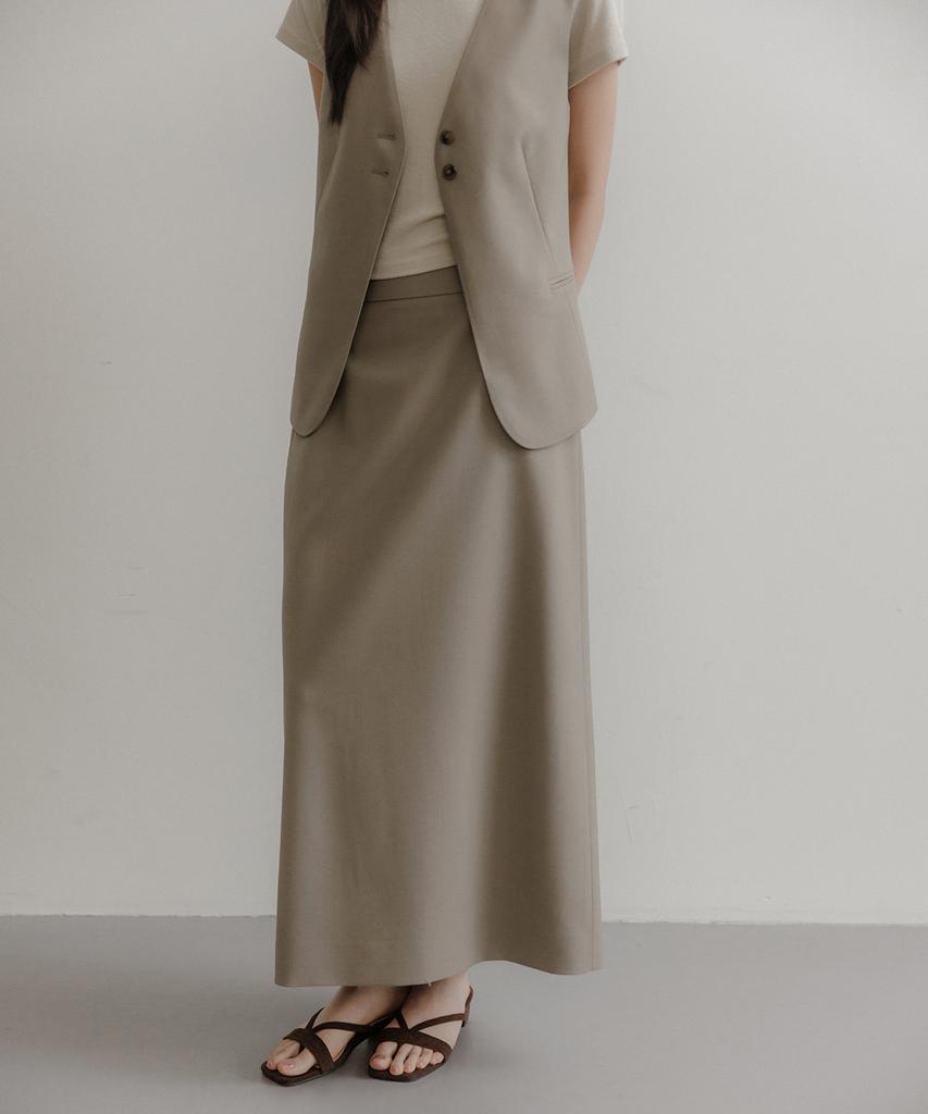 Oeoseoul Signature Slim Skirt [Khaki]