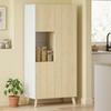 170 cm Kitchen Cabinet, Modern Cabinet with Open Compartment, Adjustable Shelves, Natural Wood Look