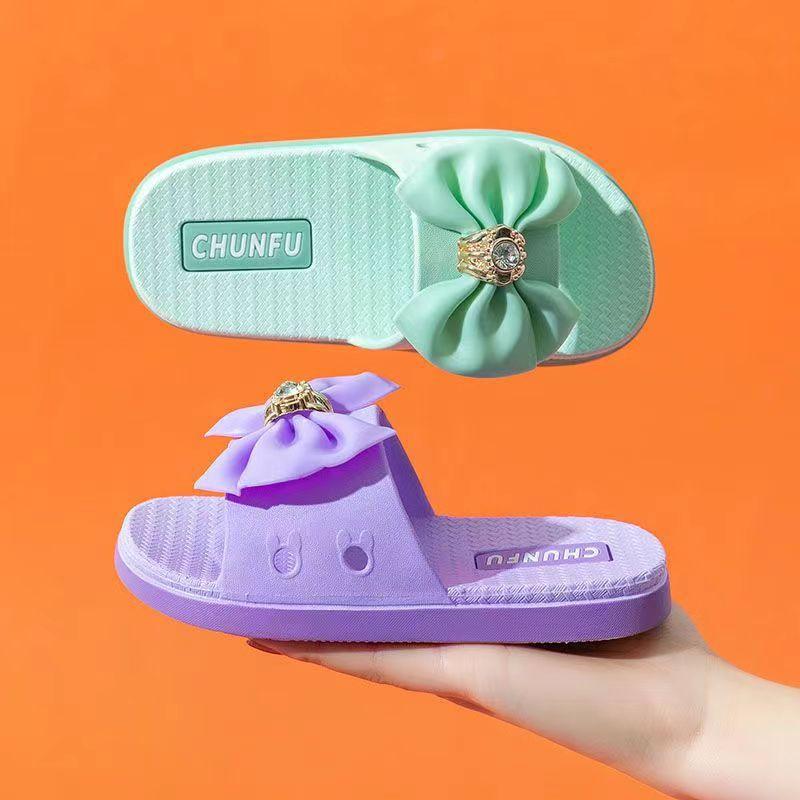 PVC children's slippers summer girls cool slippers cute bow medium children's home soft bottom slippers