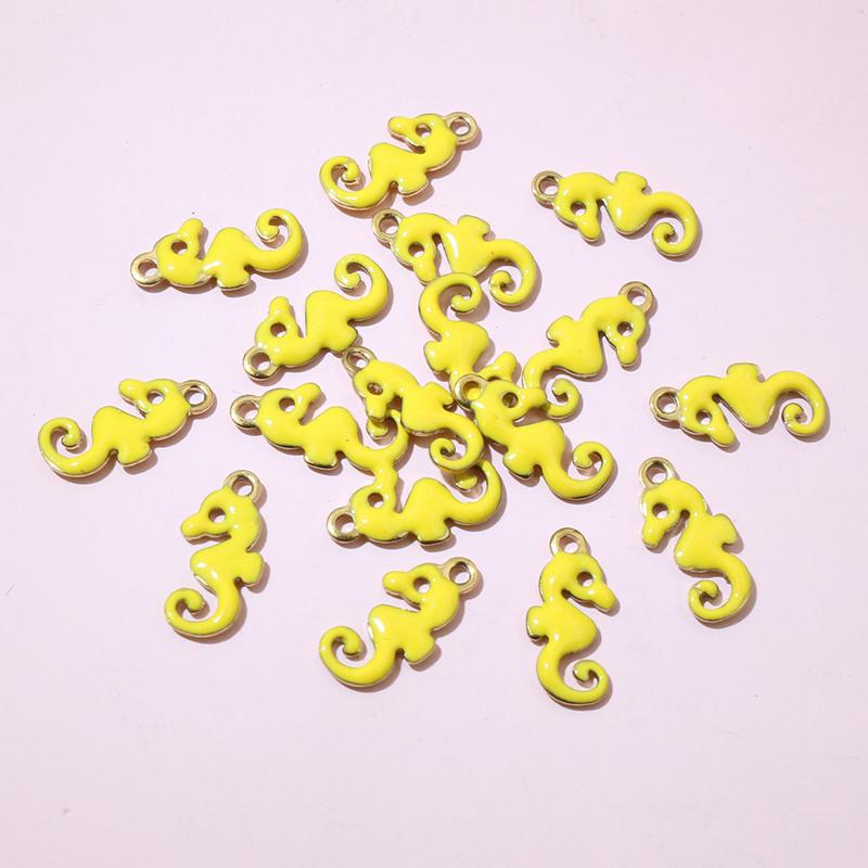20pcs 12x6mm Stainless Steel Seahorse Hippocampus Enamel Charms Pendant Stainless Steel DIY Jewelry Making Accessories Findings
