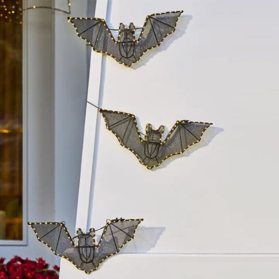 Yousheng Halloween LED Fledermaus Dekoration Gruselig Leuchtendes Fliegende Fledermaus Ornament für Feiertag Innen Außen Veranda Baum Hof Rasen Dekoration