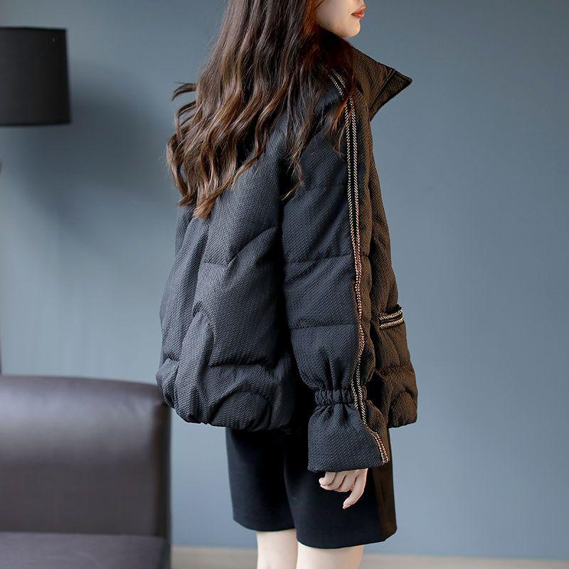 Verdickter Baumwollmantel für Damen, Winter, lockere koreanische modische Stehkragenjacke mit ausgestellten Ärmeln