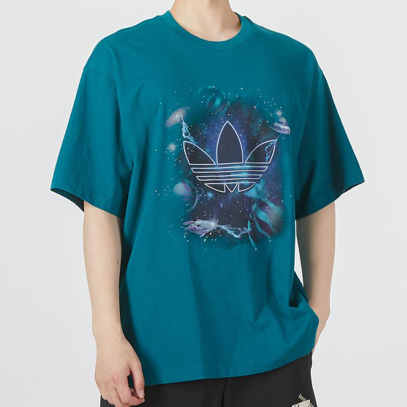 adidas Originals Y2K Trefoil Tee With Large Starry Sky Element Print Unisex Tops Natural-Duck-Green HM8028