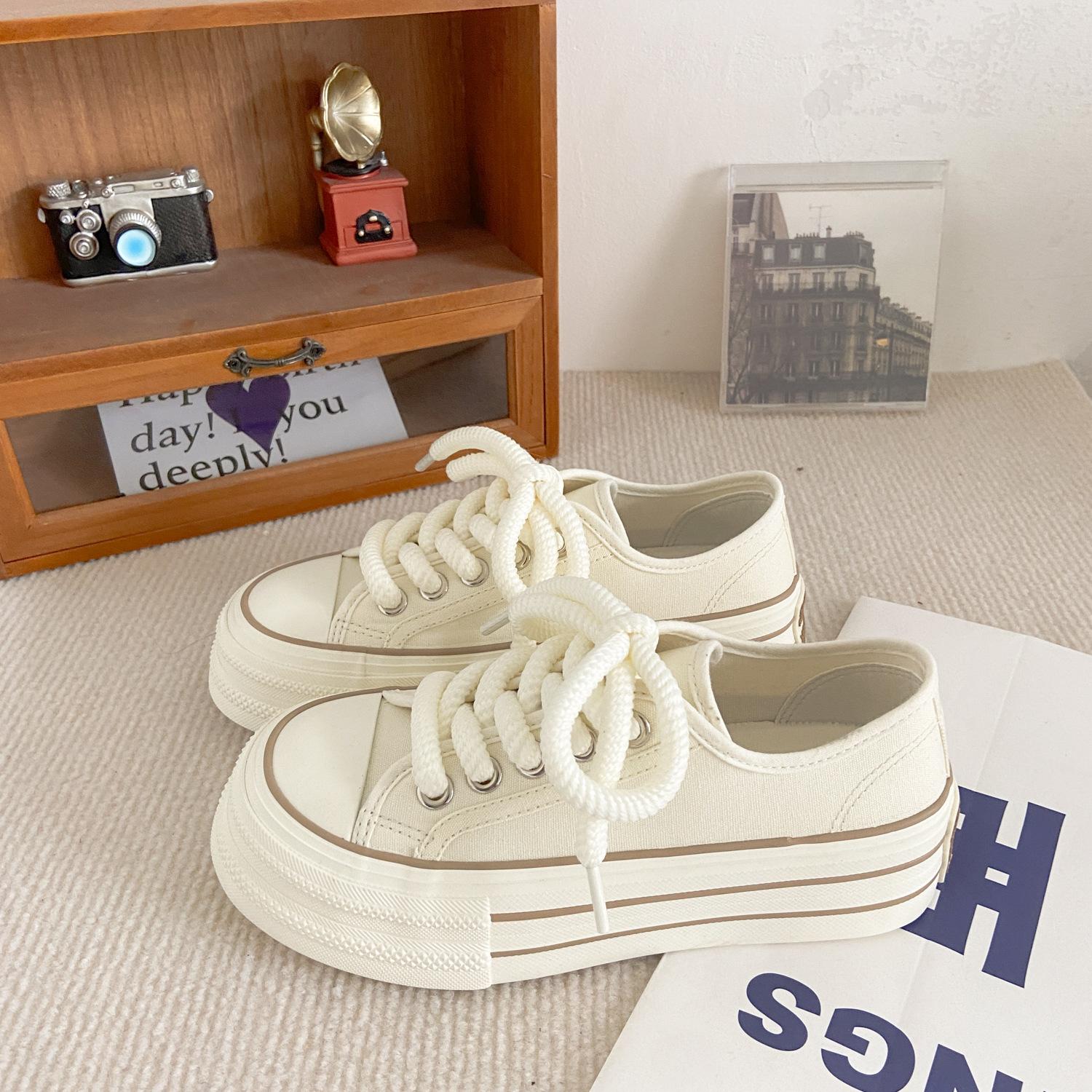 

H1057 + H1292 + H1028 низкие парусиновые туфли на платформе женские однопедальные ленивые универсальные туфли для доски 34