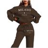 Nuovo set di felpe da donna MILANO, trendy europeo e americano, taglie forti, foderato in pile, nuova felpa da donna alla moda con stampa di lettere