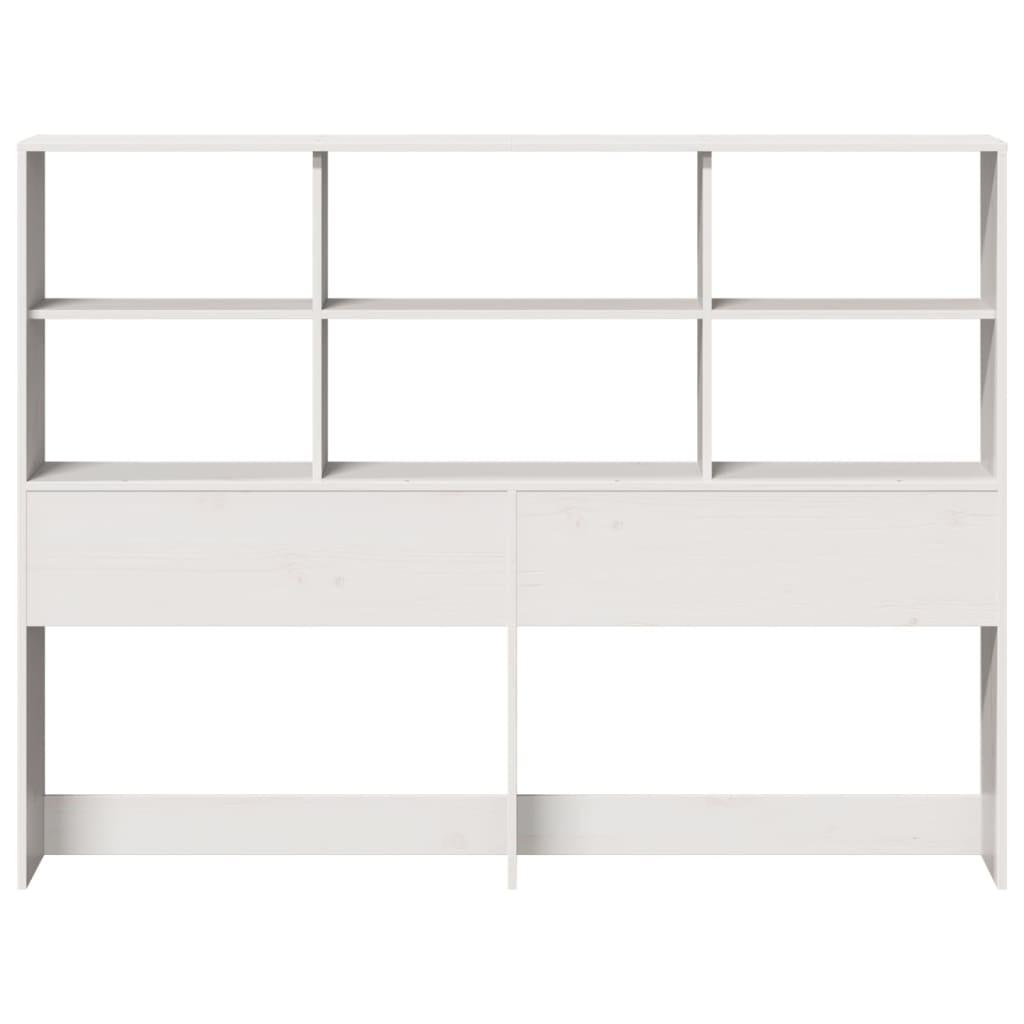 Vidaxl Wezgłowie Do Łóżka, Z Półkami, Białe, 160 Cm, Drewno Sosnowe