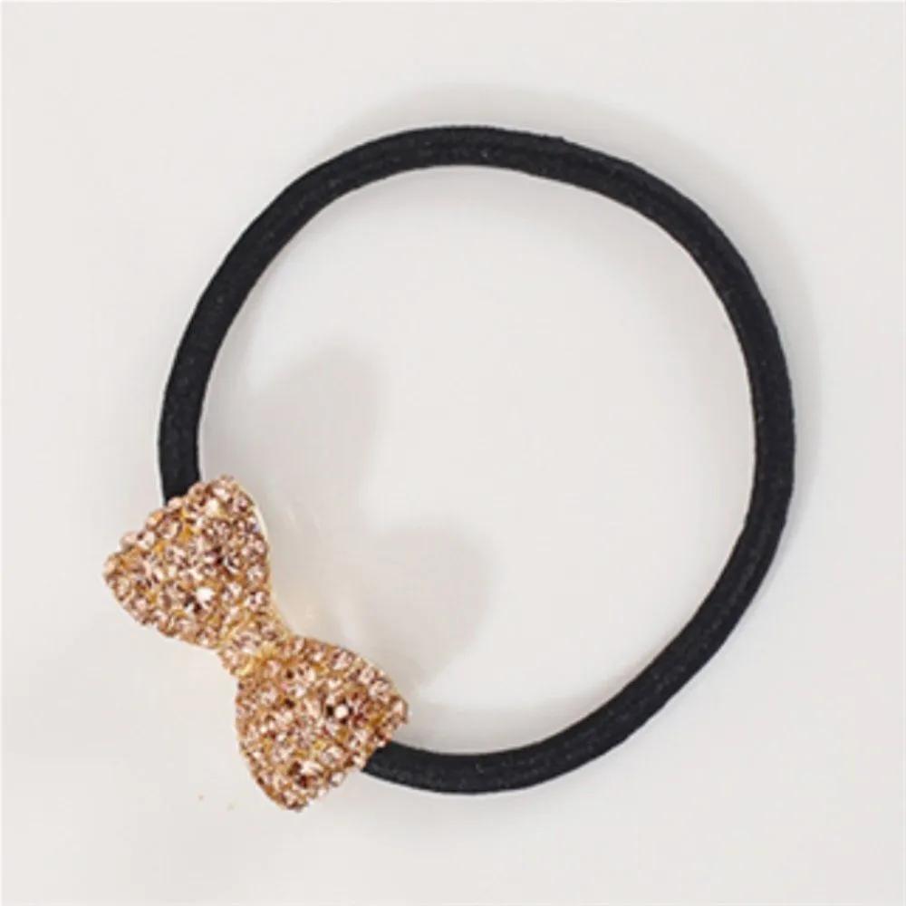 Konggun House Handmade Ribbon Cubic Hair Tie (Peach) Accessory Crystal Bling Bling