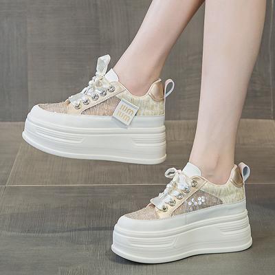 Inner Height Increase Small White Shoes Women's Breathable Summer New Mesh Thick-soled Muffin Board Shoes Women's Versatile