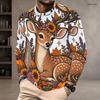 Men Plus Size Crew Neck Long Sleeve Shirt Black Gothic Skull Lion Graphic Casual Street Style Top