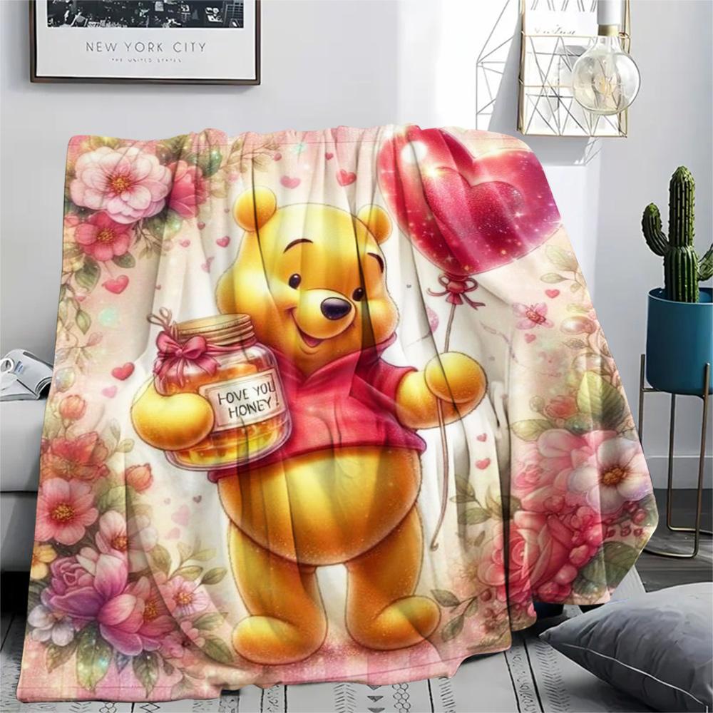 Winnie Pooh Love Heart Blanket Suitable For All Seasons Sofa Blanket Sheet Christmas Gifts Bedroom