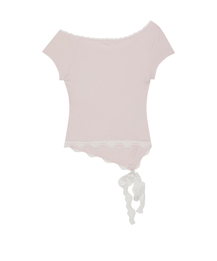 ILLIGO Lace One-Shoulder Shirred Top Pink