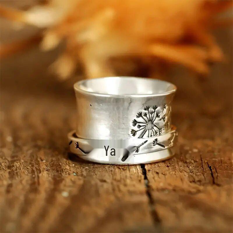 Yun Miao Retro Dandelion Wide Band Women's Ring - Simple, Versatile, Hot Selling Style