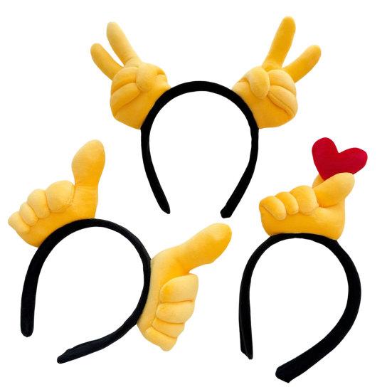 Men Women Headband Spoof Thumb Gesture Design Versatile Hairband Cartoon Hair