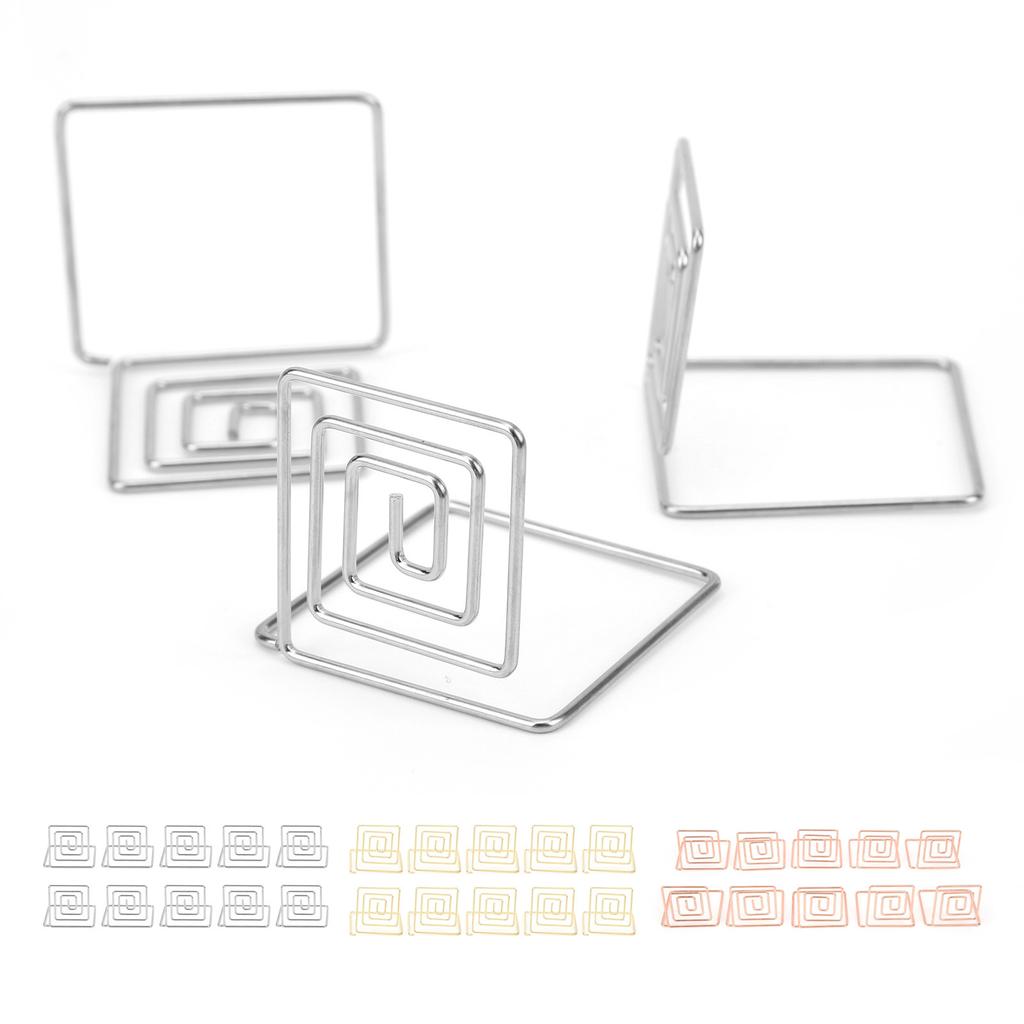 10Pcs Business Card Holder Mini Cute Metal Desktop Message Display Stand for Table Number Photo Memo