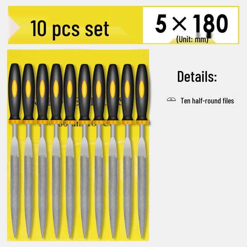 Mini Assorted Steel File Set: Triangular & Flat Files for Metal & Wood Grinding