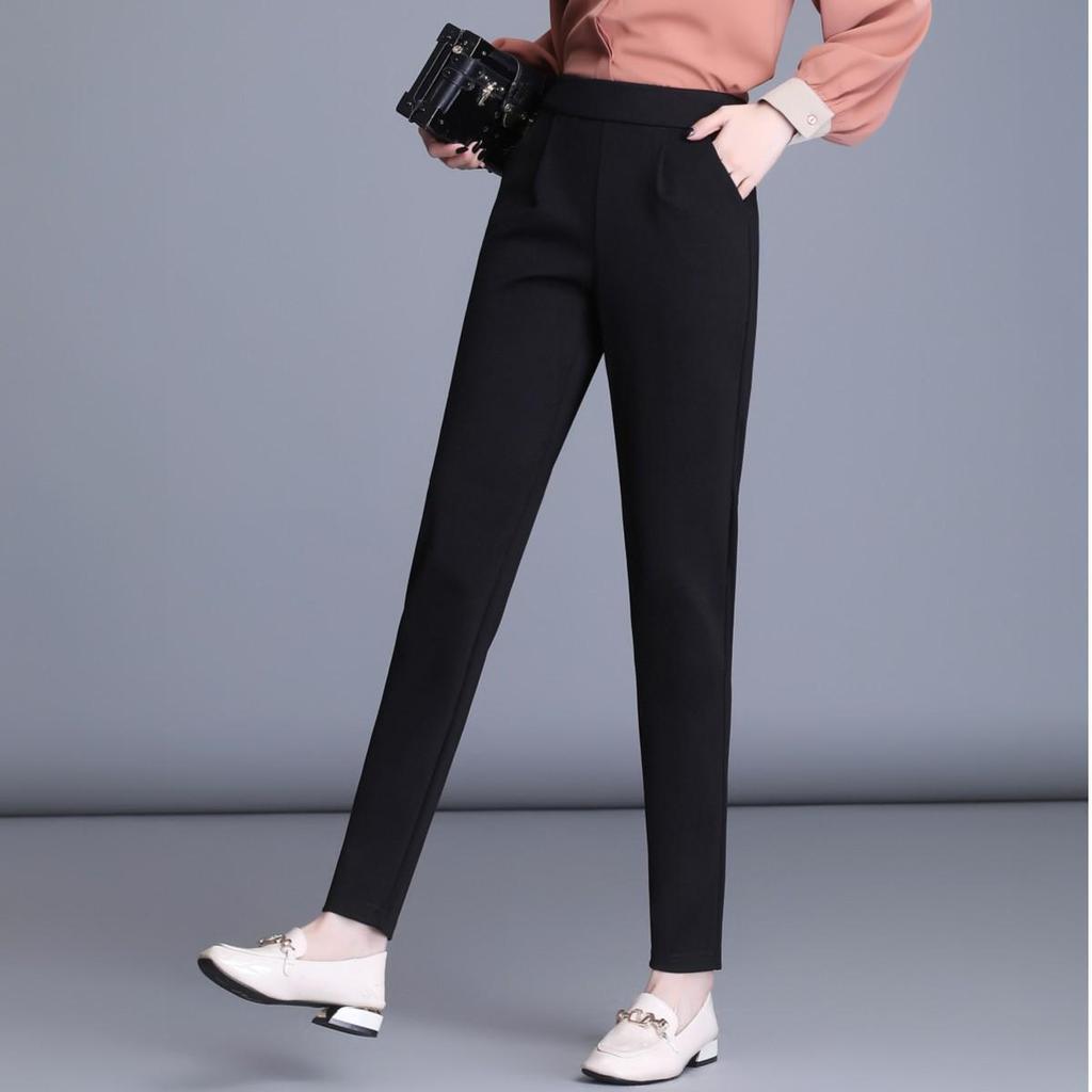 Women's High-Waisted Slimming Harem Pants - Plus Size, Casual, Nine-Point Length for Spring and Autumn