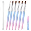 6 Pcs Nail Art Clean Up Brushes Flat/Oval/Angled Gel Nail Brushes Gradient Handle Brush for Cleaning Polish Mistake on the Cuticles Nail Art Design