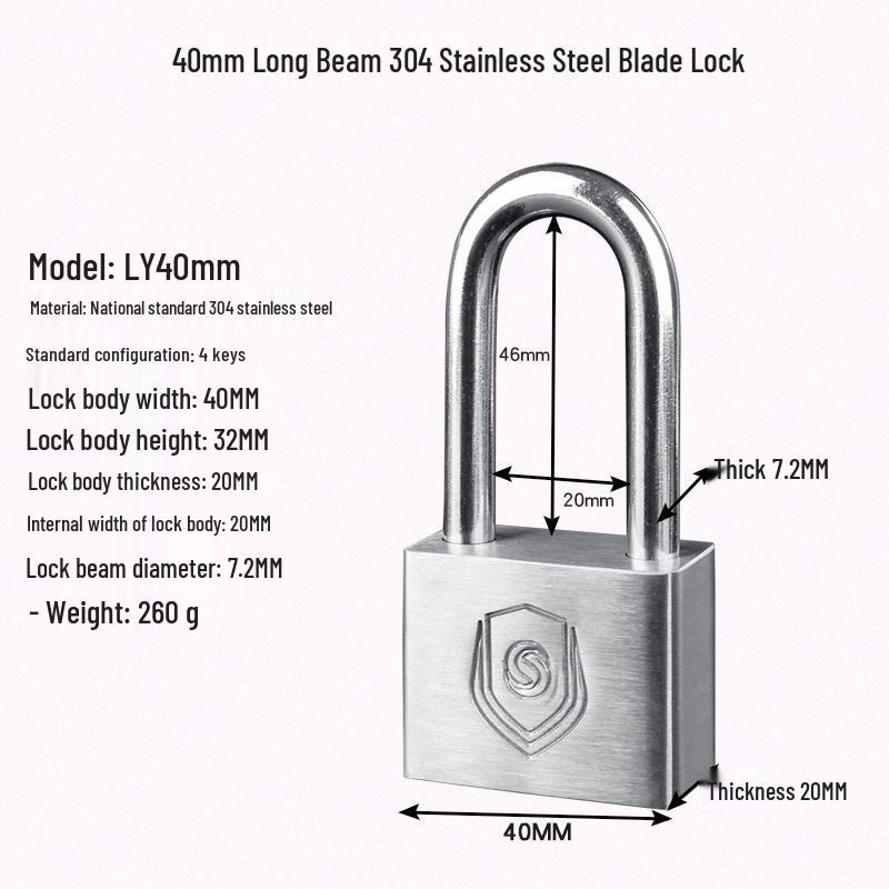 Extended Padlock Cabinet Lock, Long Beam & Handle, U-Shaped Household Door Lock