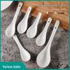 Ceramic White Teaspoon for Restaurants & Hotels - Long Handle, No Holes, Perfect for Soup & Noodles
