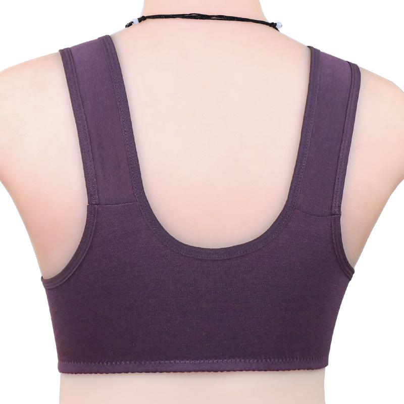 Soft Cotton Front Buckle Bra for Middle-Aged & Elderly Women - No Steel Ring, Vest Style, Large Size