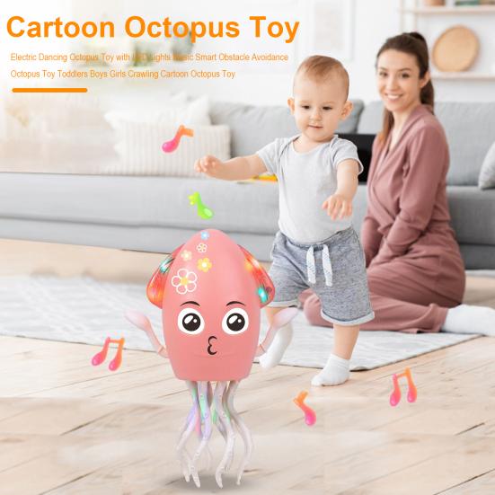 Electric Dancing Octopus Toy with LED Lights Music Smart Obstacle Avoidance Octopus