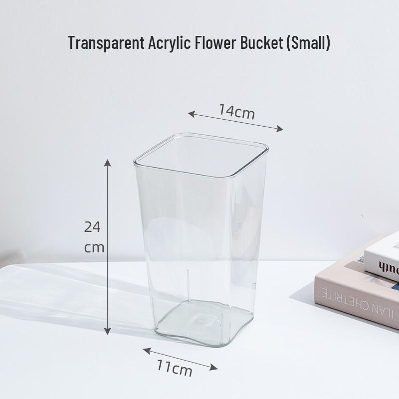 Clear Acrylic Square Flower Bucket for Home Decoration and Freshening
