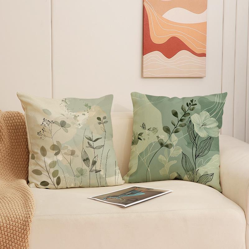 Spring and Summer Versatile Floral Print Pillow Nordic Home Decoration Sofa Cushion Linen Breathable Comfortable Seat Cushion
