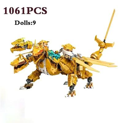 Lloyd Gold Superdragon Building Blocks Four-Headed Dragon Mecha Digital Brick Toy Boy Gift Christmas Gifts