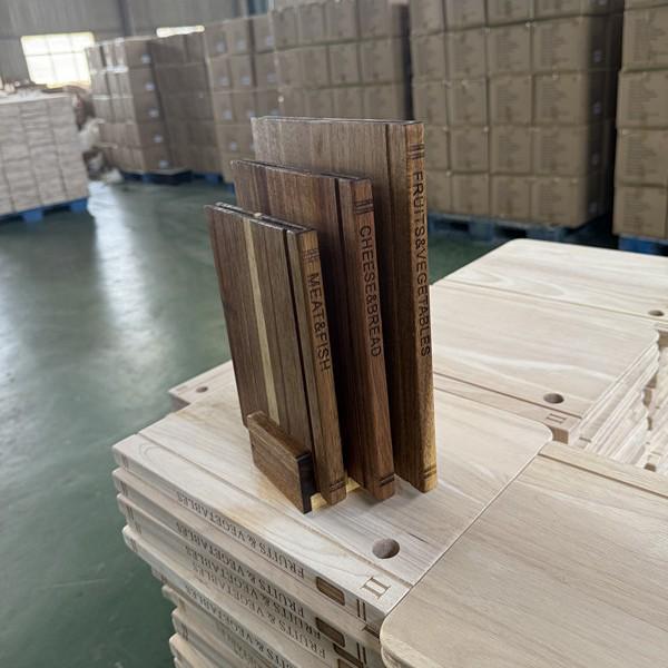 Three-Piece Acacia Wood Book-Shape Cutting Board Set: Solid Wood Kitchen Boards for Steak and Vegetables Set with Box