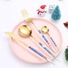 Christmas Stainless Steel Tableware Set Creative Knife, Fork, Spoon Portable 4 Pcs Dinnerware Set Christmas Gift Box