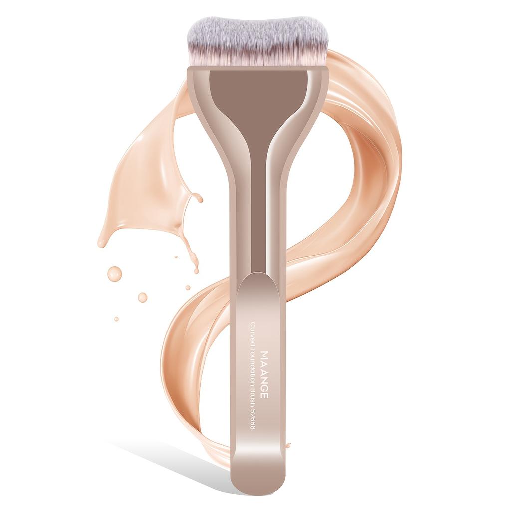 MAANGE Professional Foundation Brush - Soft Nylon Bristles, Elegant Brown Handle - For BB Cream, Liquid Foundation & Powder - Travel-Friendly