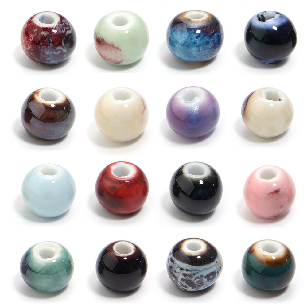 10pcs/lot Colorful Round Shape Ceramic Beads Spacer Beads For Jewelry Making DIY Loose Beads Bracelet Necklace Gift Accessories