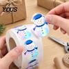 Self-adhesive Coated Paper Labels 500PCS Shiny Snowman Stickers, Waterproof Self Adhesive Labels, Round Roll of 500 Christmas Tags Decorative