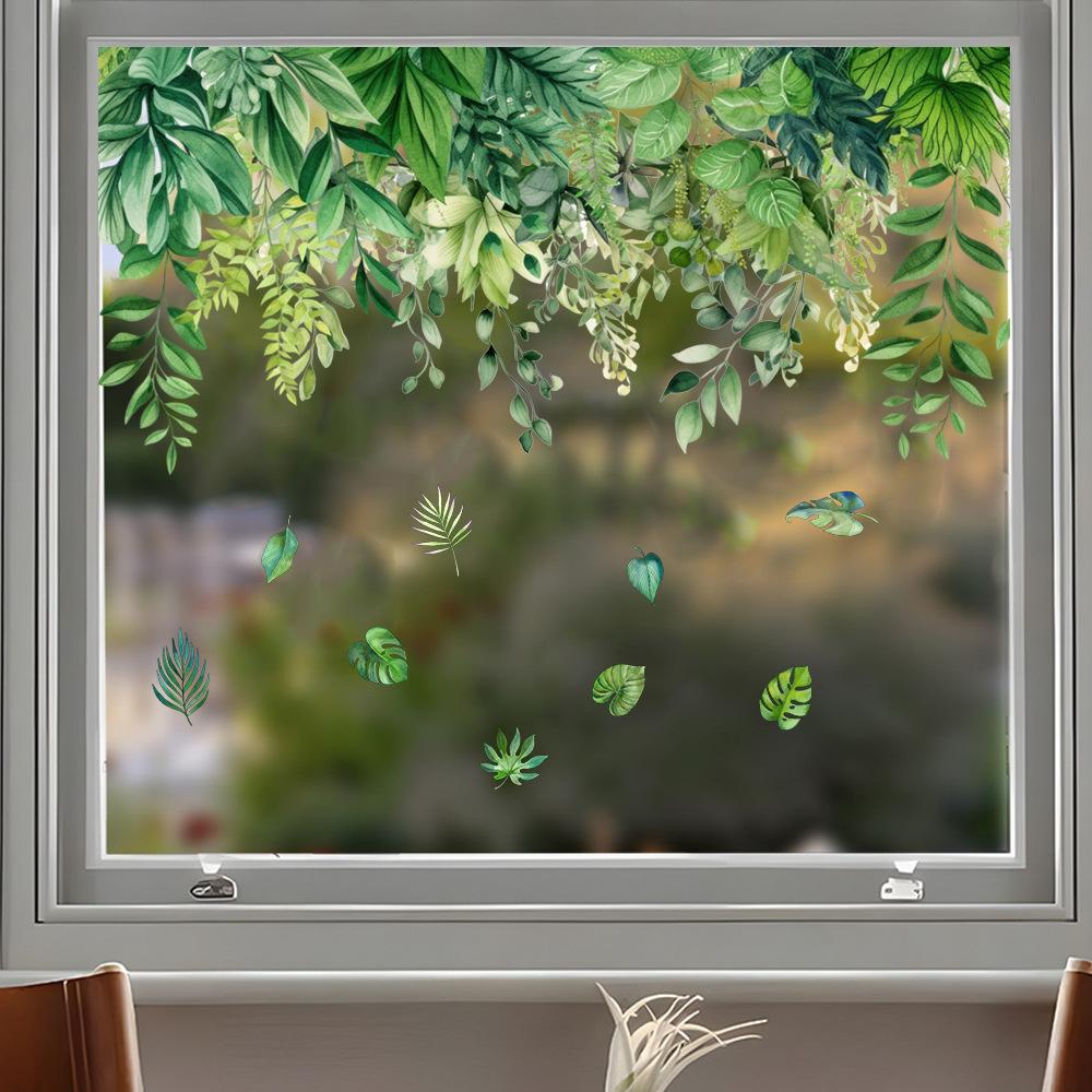 Green Leaf Wall Sticker Decoration for Living Room Bedroom Kids Room Removable Peel and Stick Vinyl Wall Art