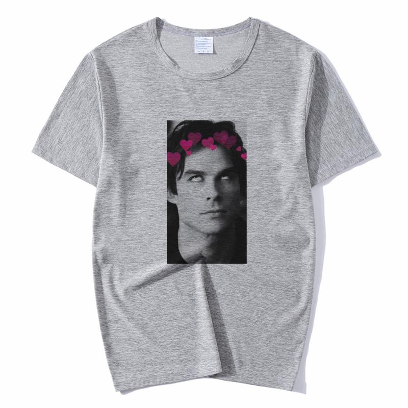 La Maglietta Diaries Stampa Damon Estiva Larga T-shirt Donna Ulzzang Casual T-shirt Harajuku