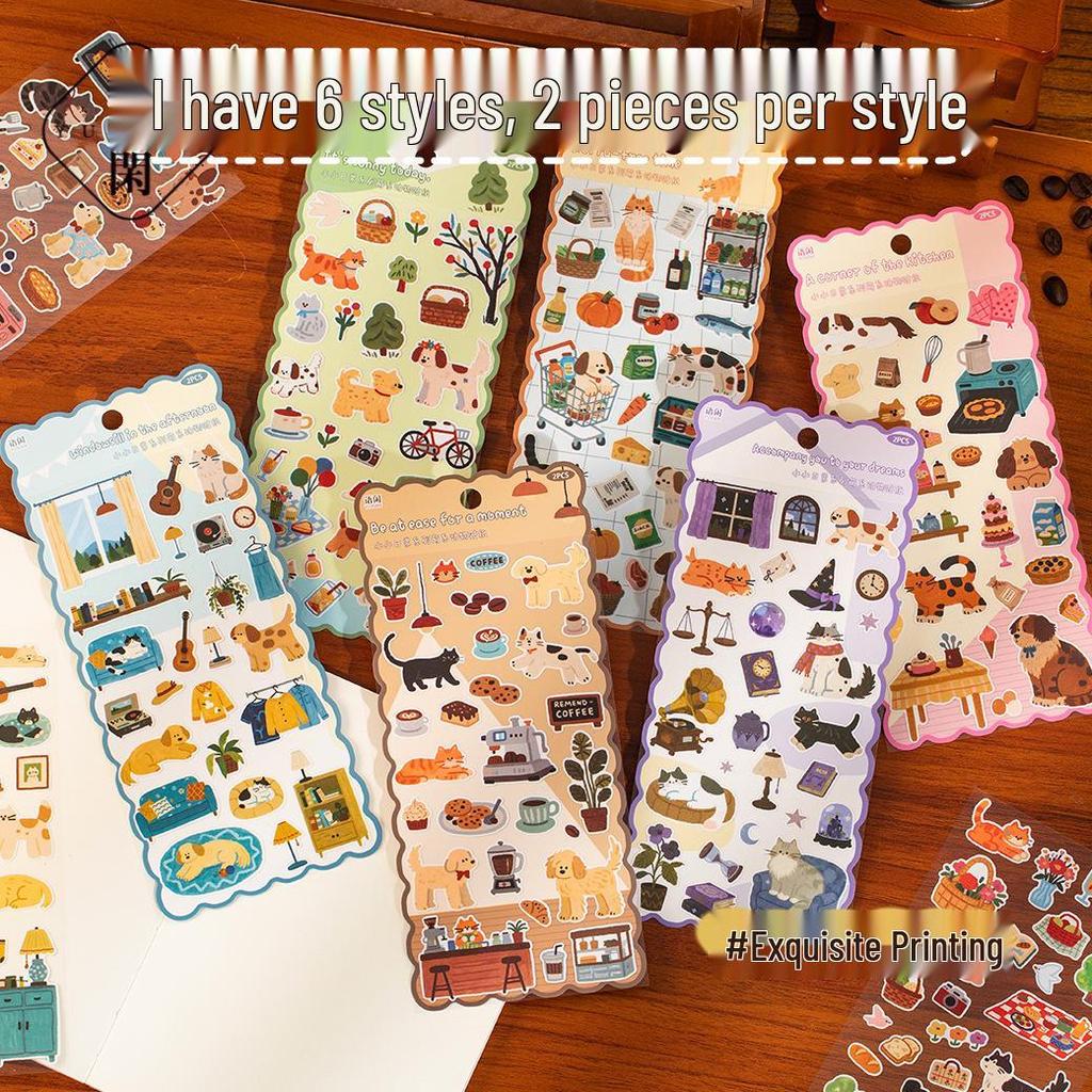 Yuxian Cute Animal Coated Paper Stickers - Daily Series (2 Sheets)