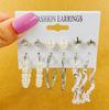 Cross-Border Pearl & Gold Hoop Earrings: Creative French Retro 6-Piece Set for Women