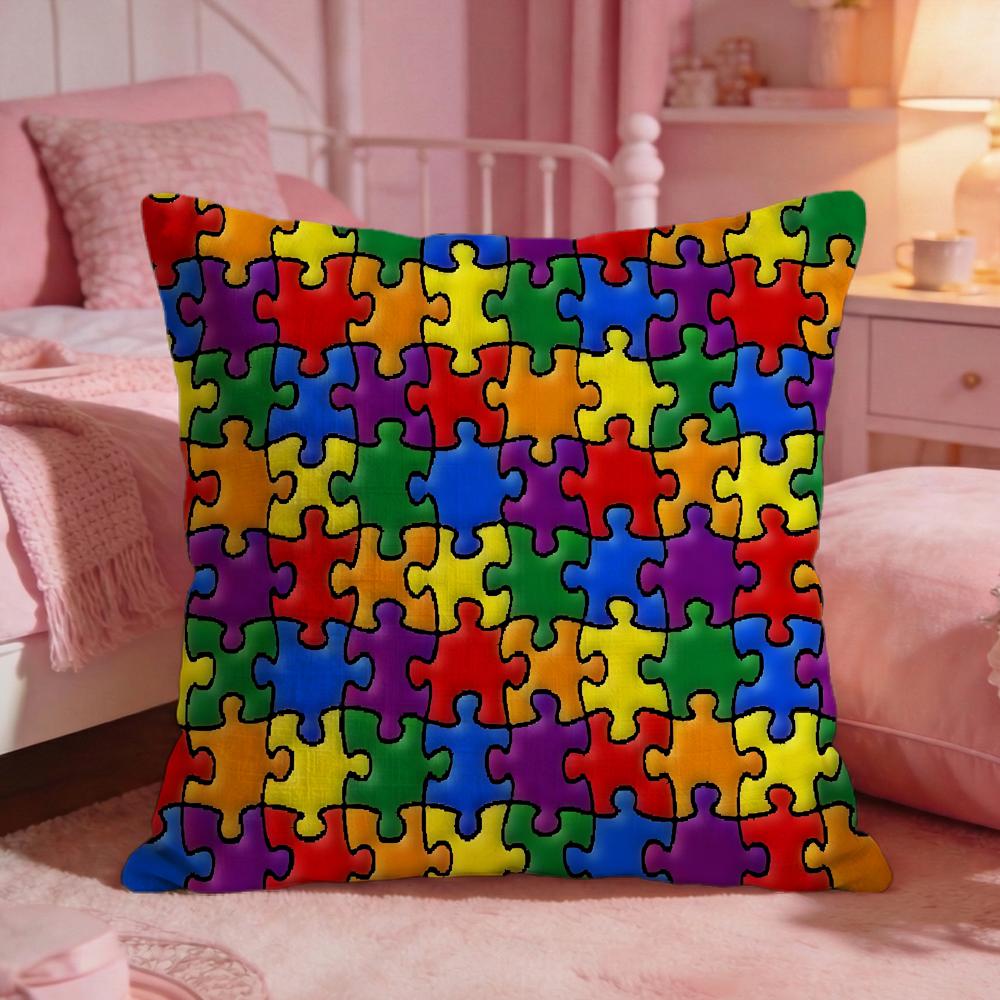 DecorPuzzleS Cushion Cover Premium Comfort Reversible Pillow Cove Two in One Design for Any Room Car Interior